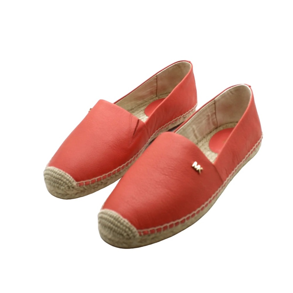 Michael Kors Kendrick Vibrant Coral Leather Slip-on Espadrilles